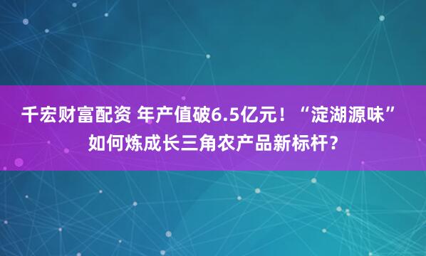 千宏财富配资 年产值破6.5亿元！“淀湖源味” 如何炼成长三角农产品新标杆？